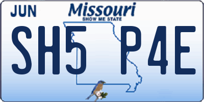 MO license plate SH5P4E