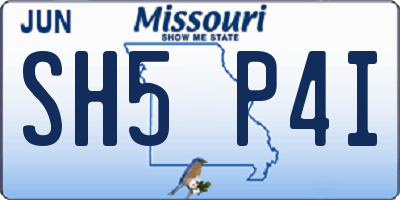 MO license plate SH5P4I