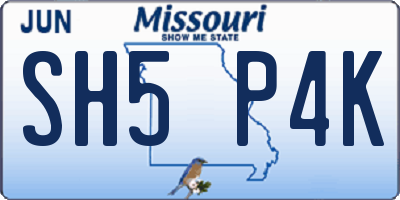 MO license plate SH5P4K