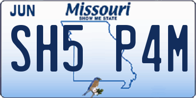 MO license plate SH5P4M