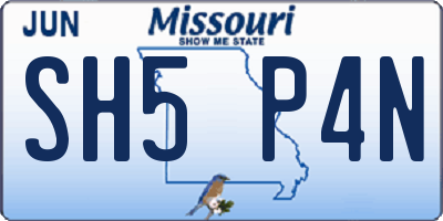MO license plate SH5P4N