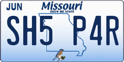 MO license plate SH5P4R