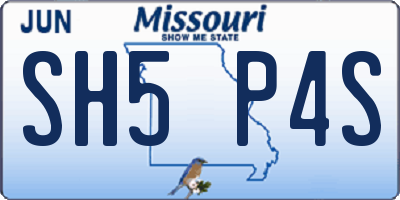 MO license plate SH5P4S
