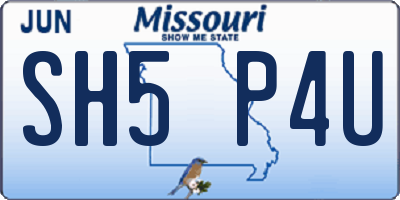 MO license plate SH5P4U
