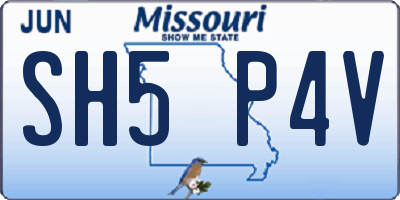 MO license plate SH5P4V