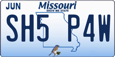 MO license plate SH5P4W