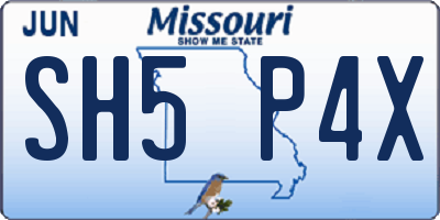 MO license plate SH5P4X
