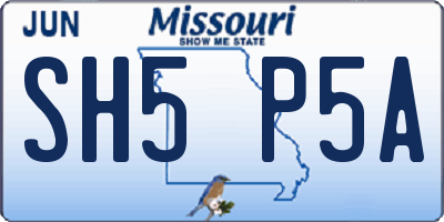 MO license plate SH5P5A