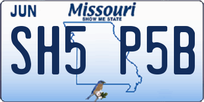 MO license plate SH5P5B