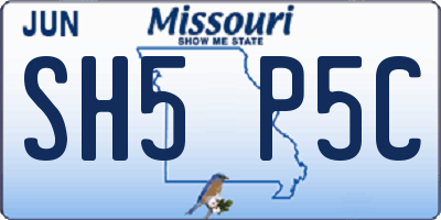 MO license plate SH5P5C