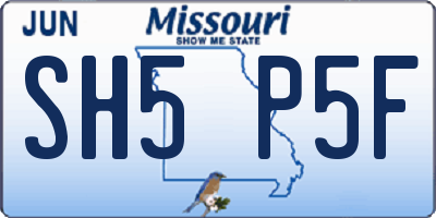 MO license plate SH5P5F