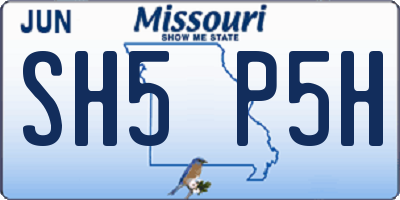 MO license plate SH5P5H