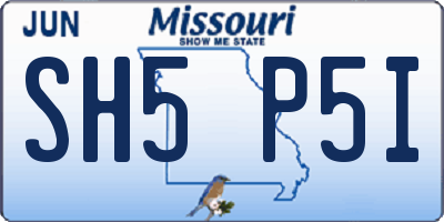 MO license plate SH5P5I