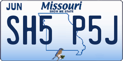 MO license plate SH5P5J