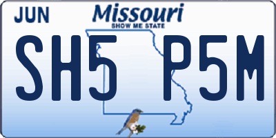 MO license plate SH5P5M
