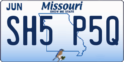 MO license plate SH5P5Q