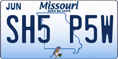 MO license plate SH5P5W