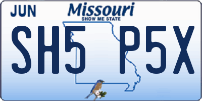 MO license plate SH5P5X