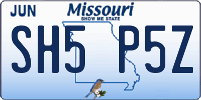 MO license plate SH5P5Z