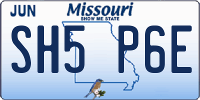 MO license plate SH5P6E