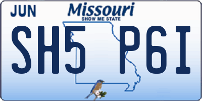 MO license plate SH5P6I