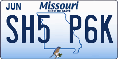MO license plate SH5P6K