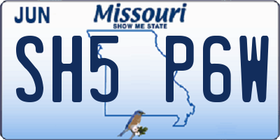 MO license plate SH5P6W