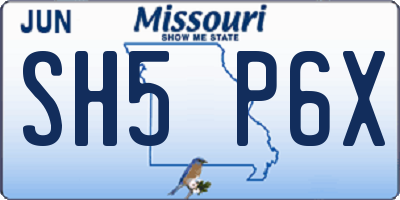 MO license plate SH5P6X