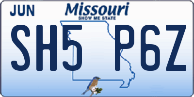 MO license plate SH5P6Z