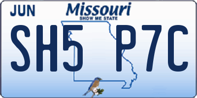 MO license plate SH5P7C