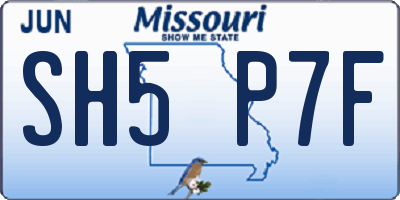 MO license plate SH5P7F