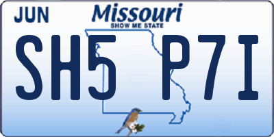 MO license plate SH5P7I