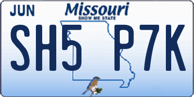 MO license plate SH5P7K
