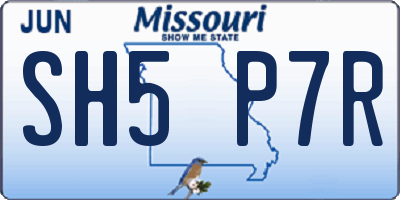 MO license plate SH5P7R