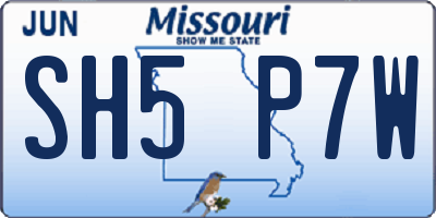 MO license plate SH5P7W