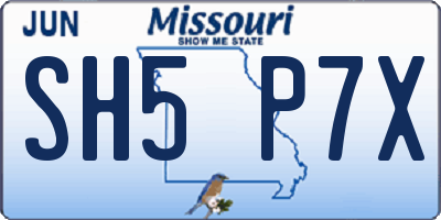 MO license plate SH5P7X