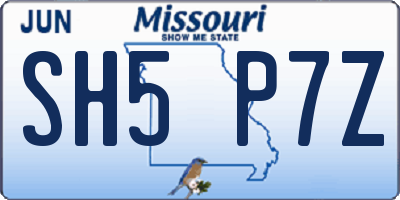 MO license plate SH5P7Z