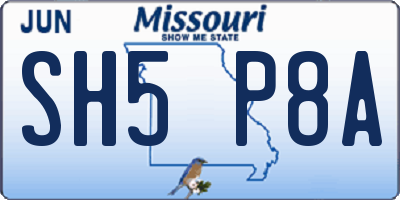 MO license plate SH5P8A