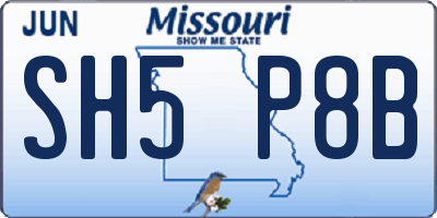 MO license plate SH5P8B
