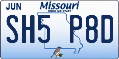 MO license plate SH5P8D