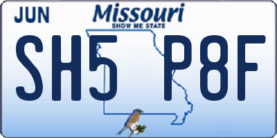 MO license plate SH5P8F
