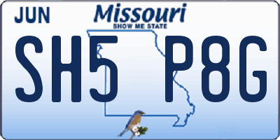 MO license plate SH5P8G