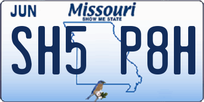 MO license plate SH5P8H