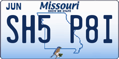 MO license plate SH5P8I