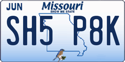 MO license plate SH5P8K