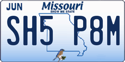 MO license plate SH5P8M