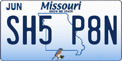 MO license plate SH5P8N