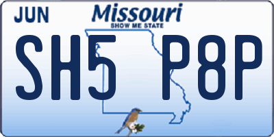 MO license plate SH5P8P