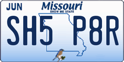 MO license plate SH5P8R