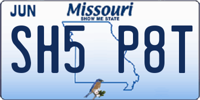 MO license plate SH5P8T